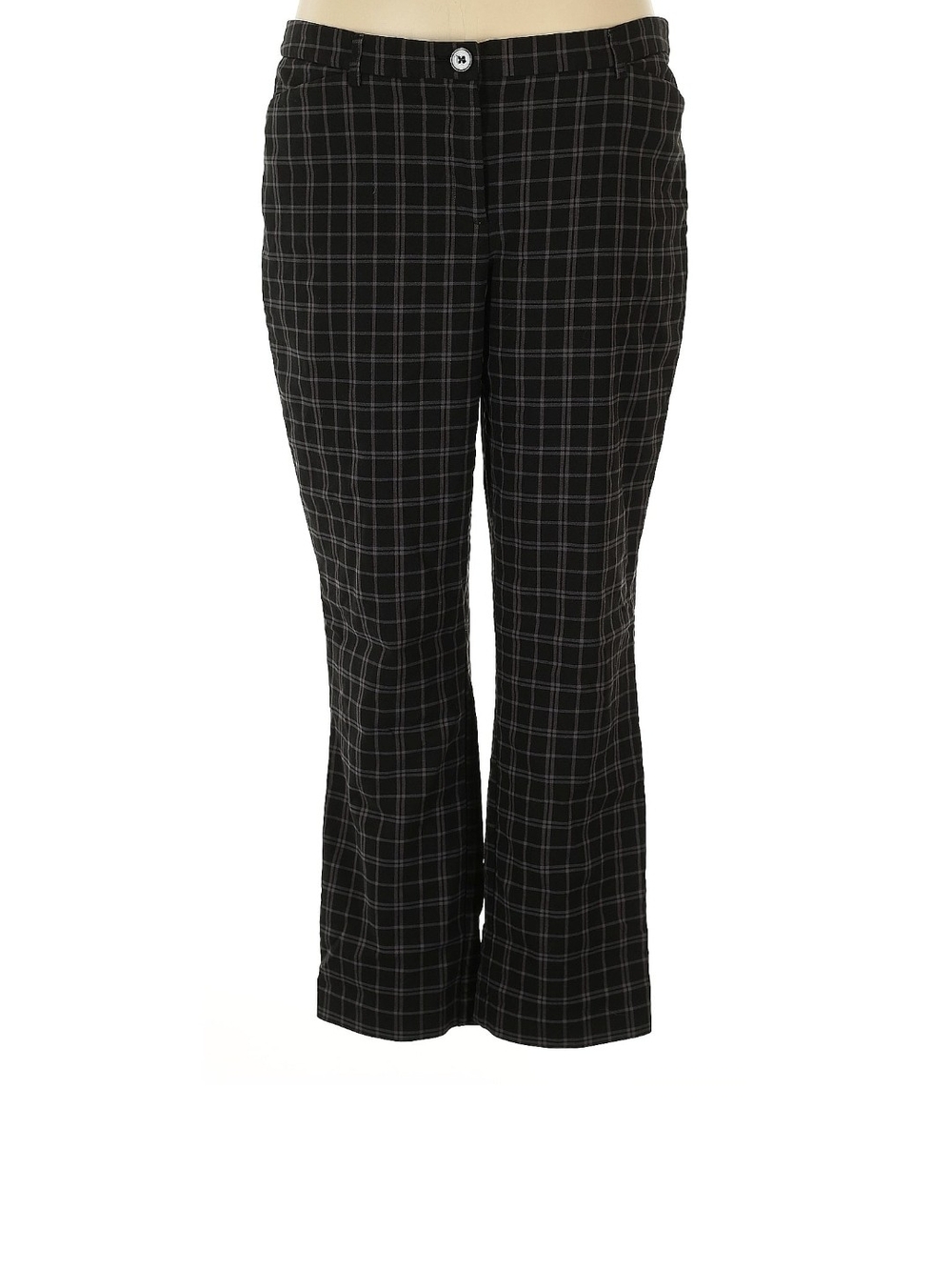 New Hilary Radley Black Plaid Boot Cut Dress Pants Size 16